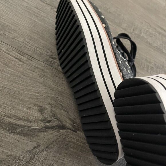 Zara black coated canvas platform polka-dot derby sneakers Size 36 - Picture 11 of 14